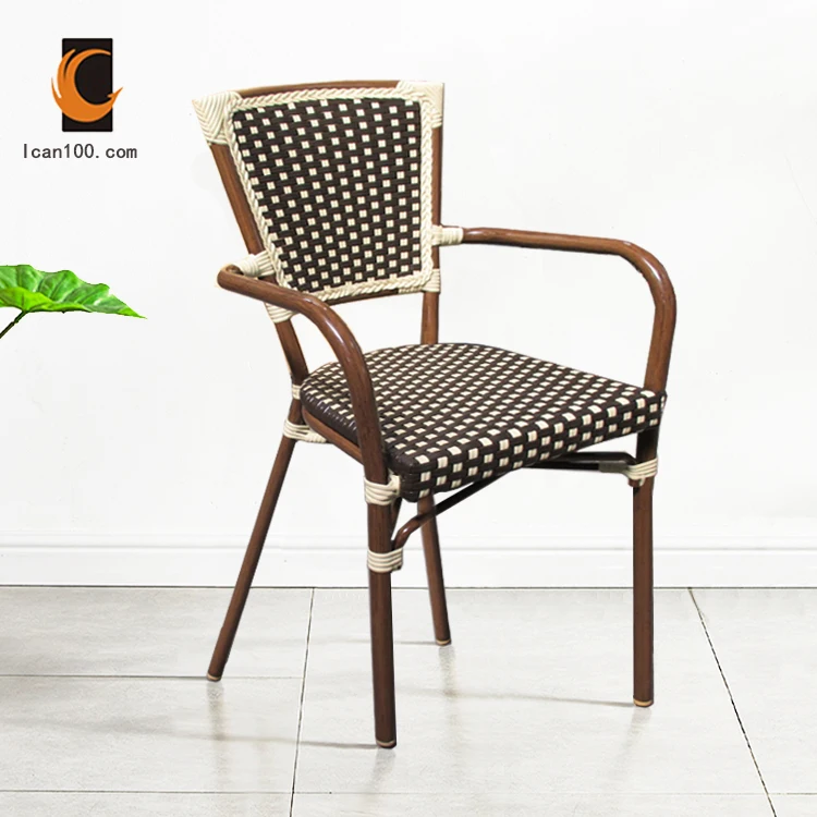European Style Modern Patio French Bistro Outdoor Rattan Outdoor Wicker Cafe Chairs sillas comedor