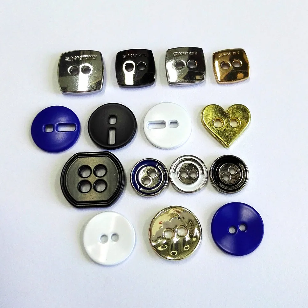 New design OEM colorful white blue 2 holes flat plastic sewing buttons for shirts men