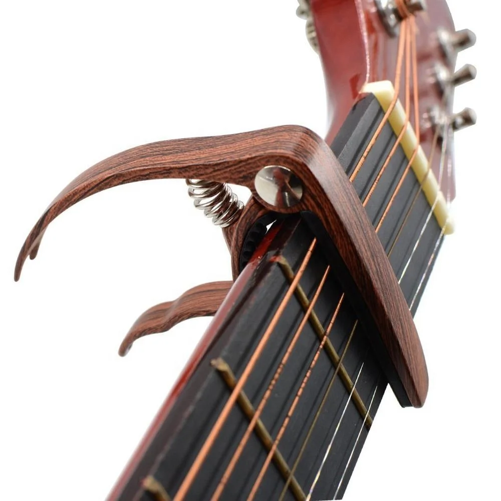 hot selling dark wood grain classic guitar capo for guitar lover