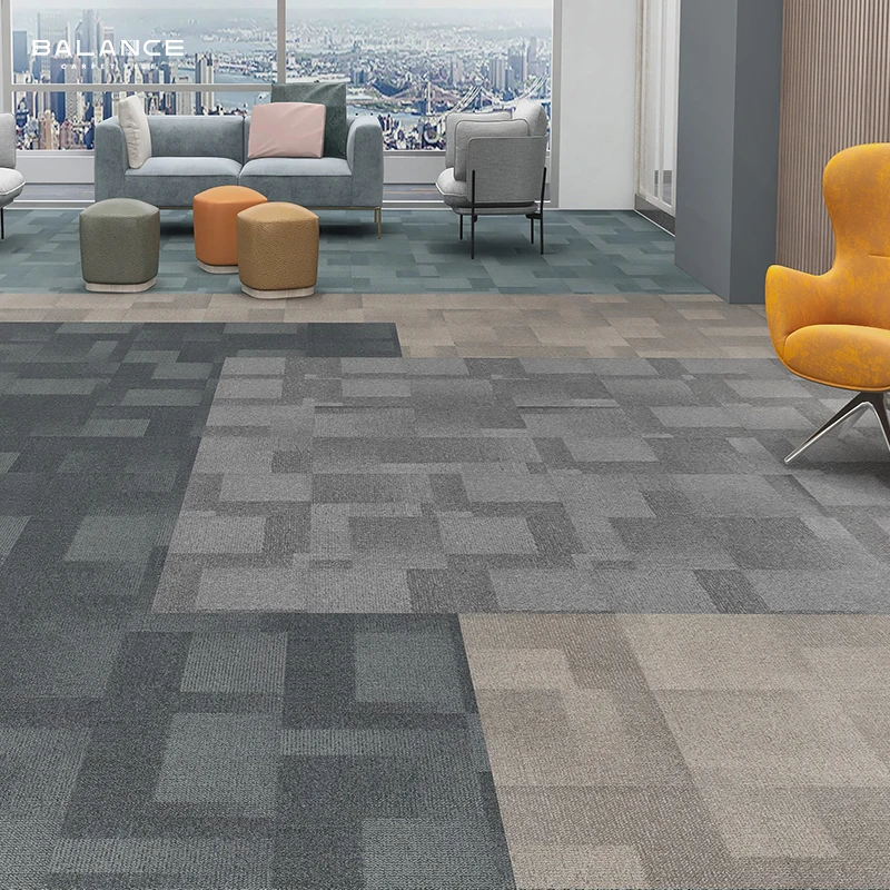 Nylon Thick 50x50 Commercial Office Carpet Tiles Custom Alfombra Tapis Manufacturer Carpet Karpet Tile With Pvc Backing