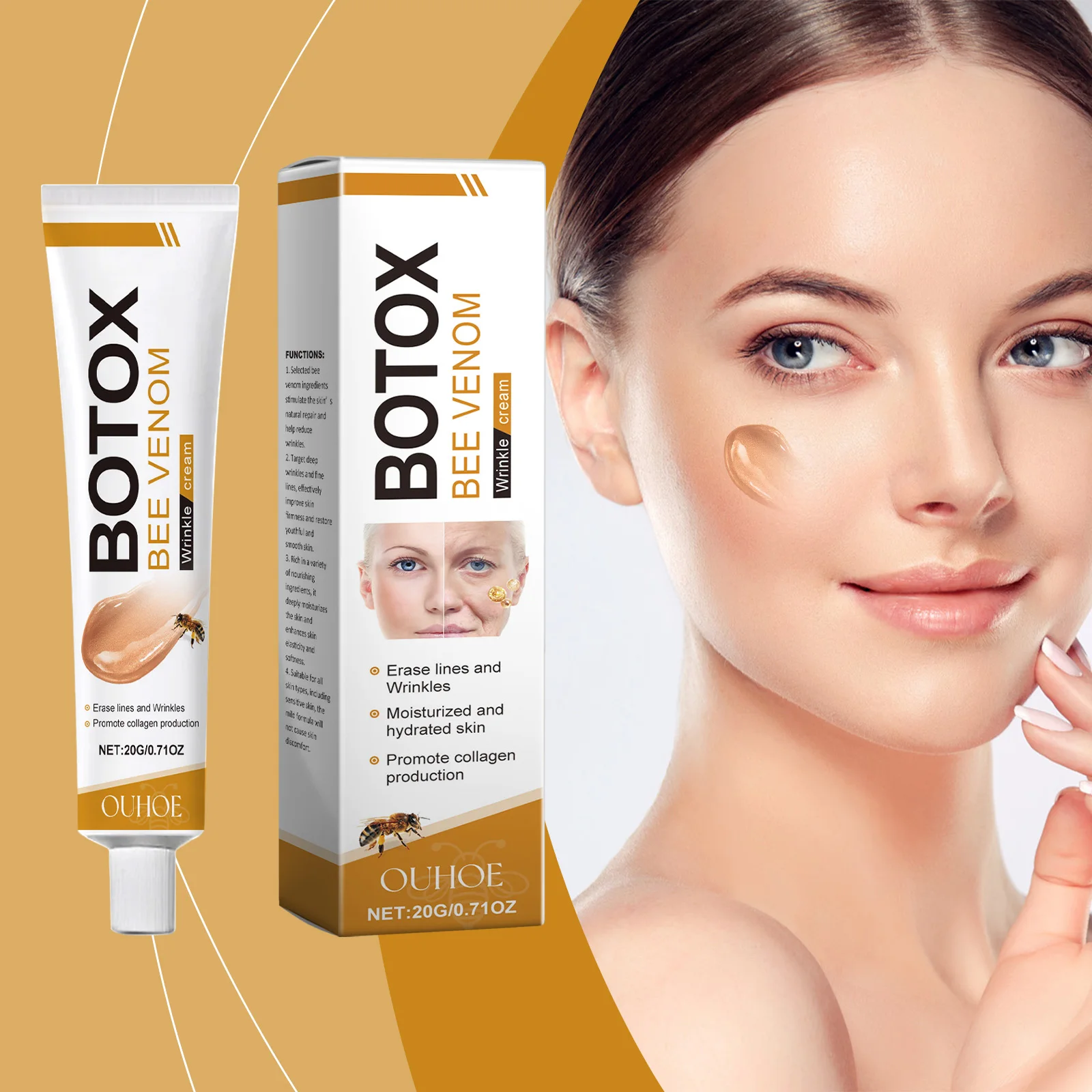 OUHOE Wholesale Private Label New Bee Venom Moisturizing Whitening Face Cream Mild  Honey Bee Venom Cream