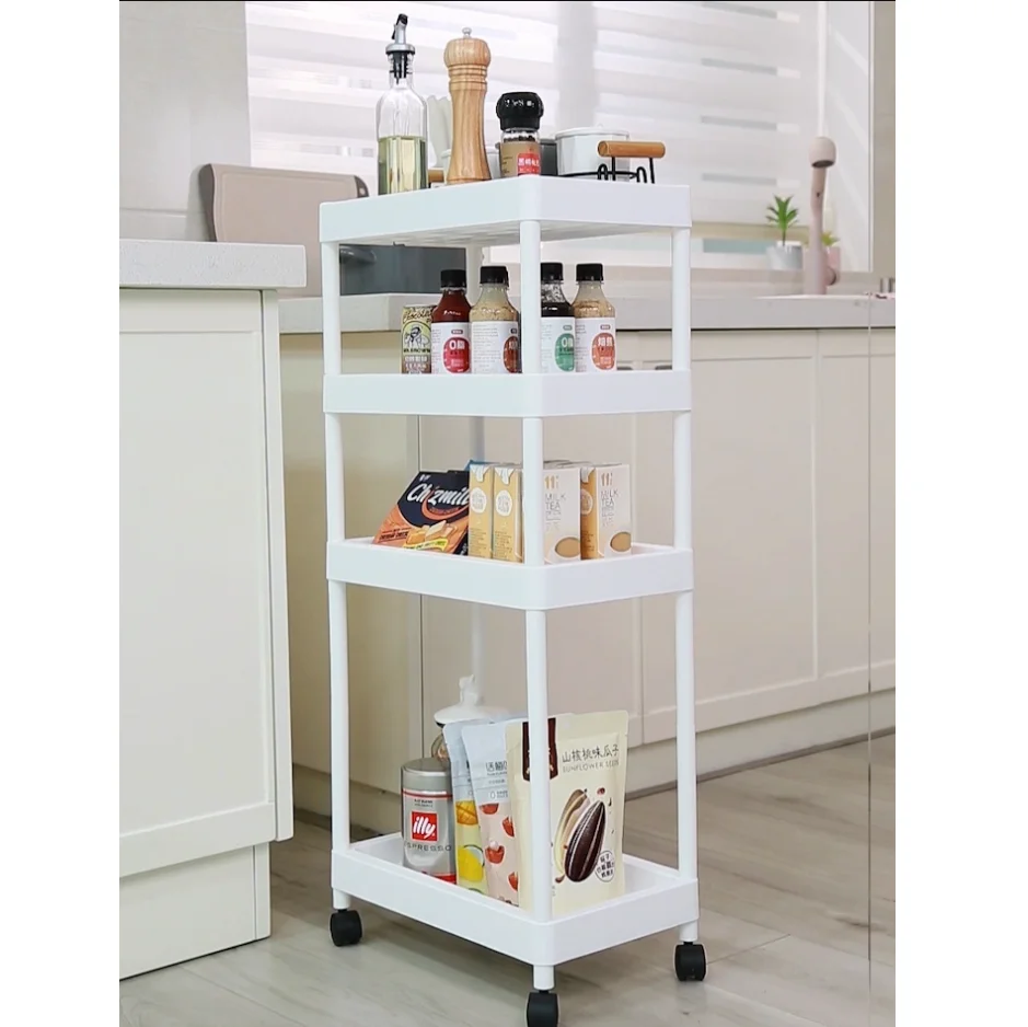 Plastic kitchen tool 4-tier wheels rotating salon hair color tube flower spray bottle narrow space storage holders & racks