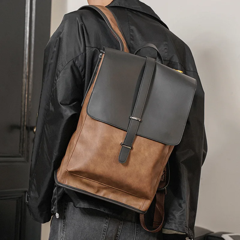 New Fashion Hot selling Man Multi-function PU Leather Backpack for school Waterproof Business trip Travel  Laptop
