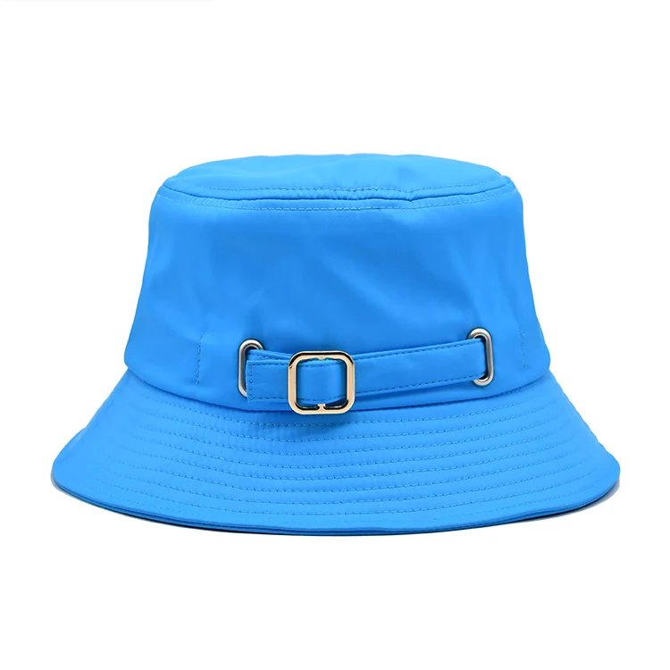 100% Polyester Blue Bucket Hats High Quality Caps Adjustable Plain Bucket Cap
