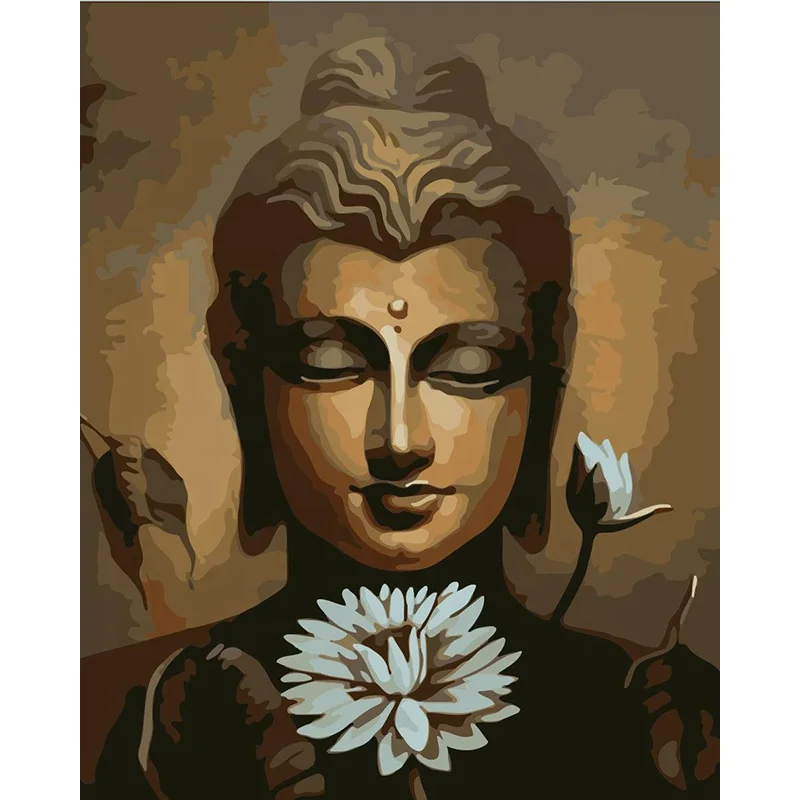 High Quality Decoration Home Buddha Digital Oil Painting by Number With Wooden Frame for Adults