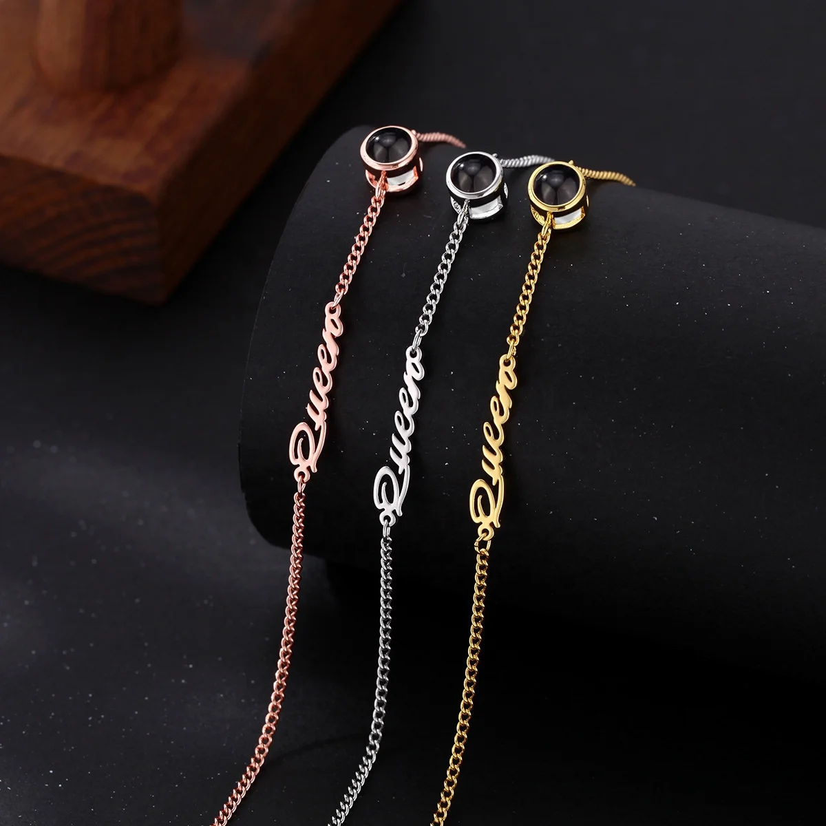 English Letter Lady Elegant Slim Bracelet Personalized Photo Projection Bracelet Shopify Dropshipping Agent