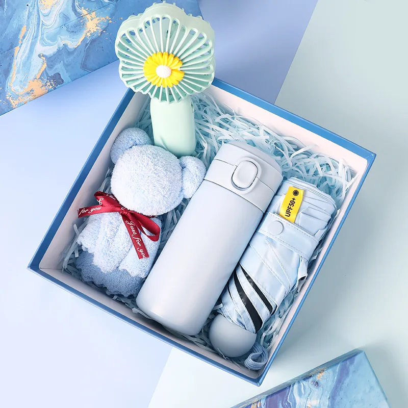 Umbrella Vacuum Christmas Gift Thermos Gift Set Towel Diary Souvenir Items Giveaways with Logo Anniversary Birthday Business