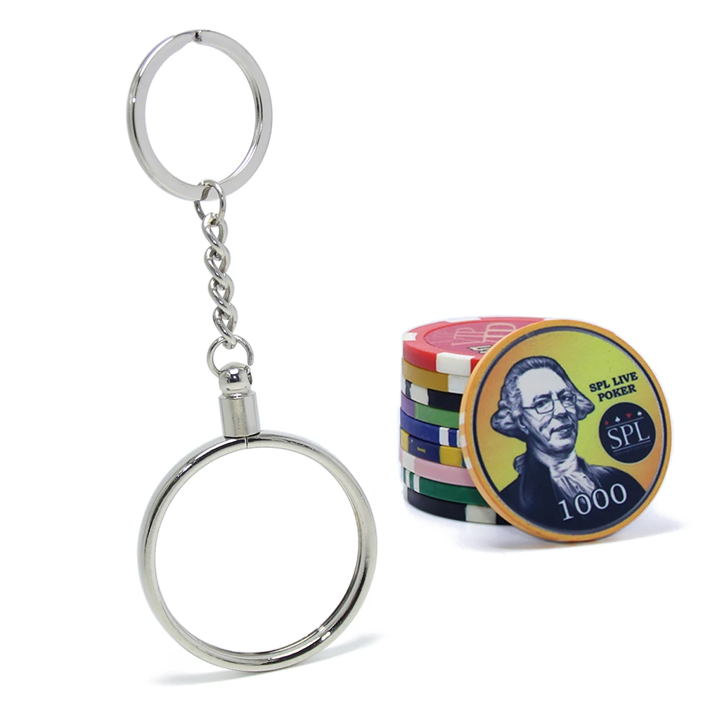 31/32/38/39/40/45/50mm Gambling Gifts Clay Poker Chips Key Holder Keychain Casino Coin Holder Keyring Metal Poker Chips Key Ring