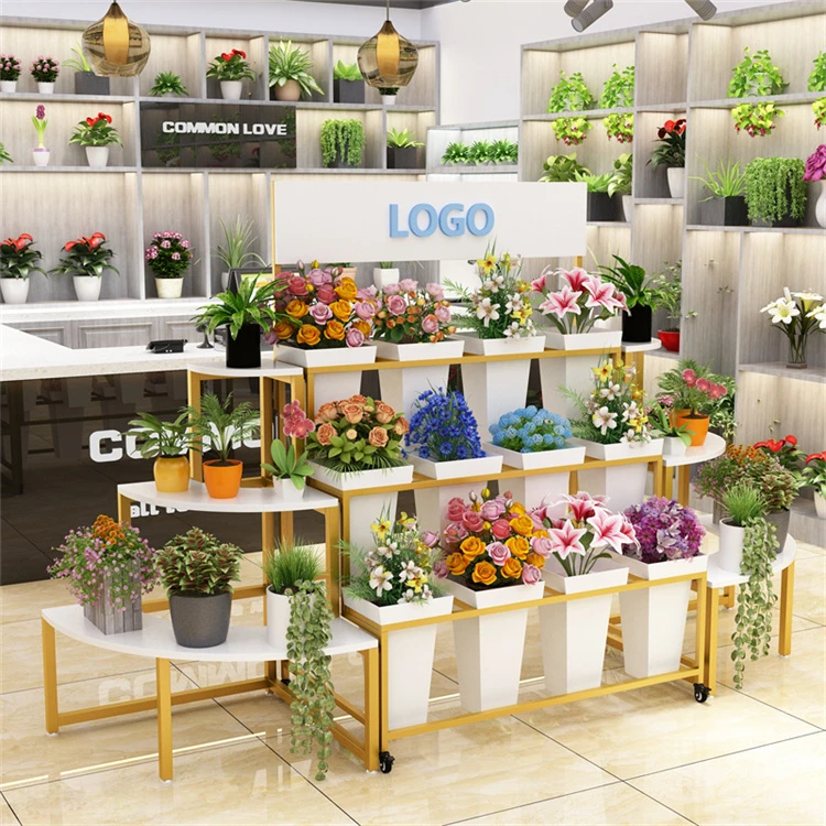 Hot Selling Corner Combination Flower Bucket Display Stand Wholesale Iron Flower Stand