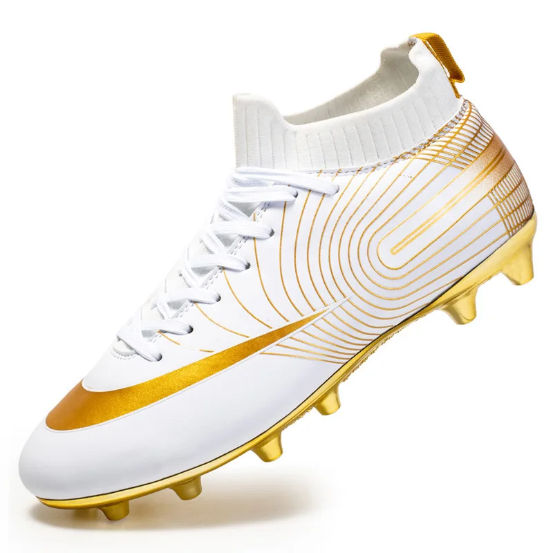 Golden football boots shoes pu material chuteiras society multi colors chuteira campo football soccer training shoes