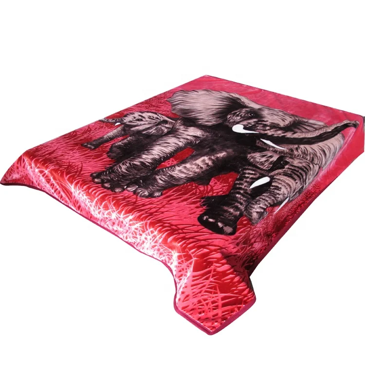 Elephant design low price Korean style premium quality heavy mink blanket