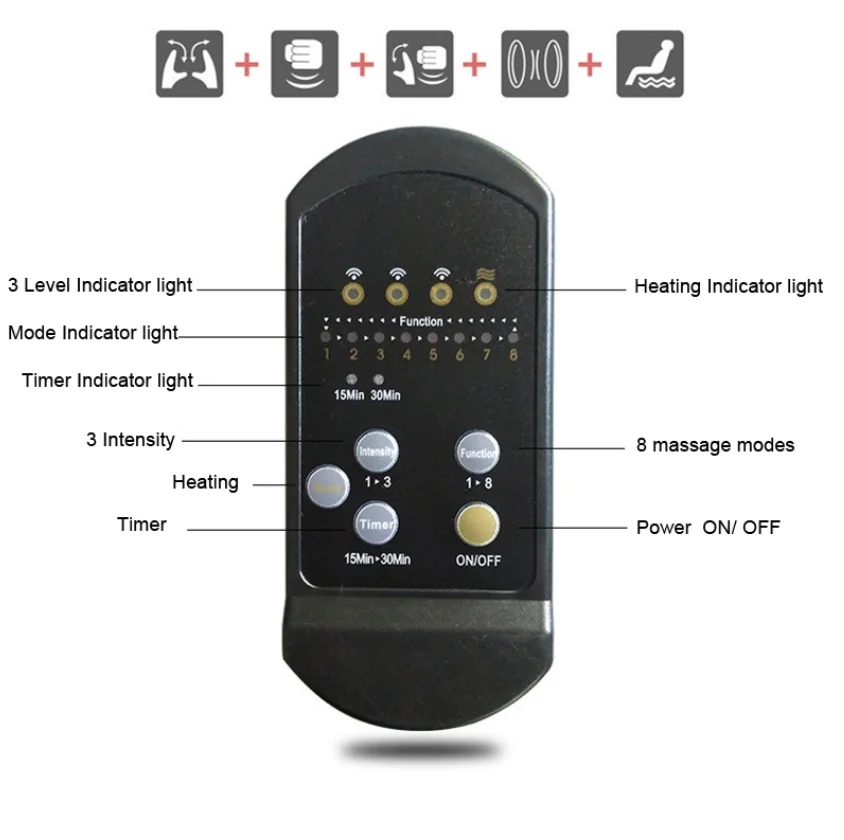 Full-Body Back Neck Waist infrared Therapy Heated Massage Electric Vibrator Cushion Seat Car Home Office Massage Chair