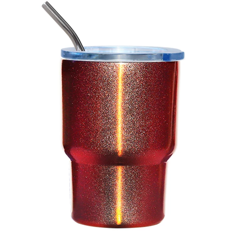 Topnovo 6 pack 2oz  stainless steel  sublimation mini  wine tumbler  with straw and lid