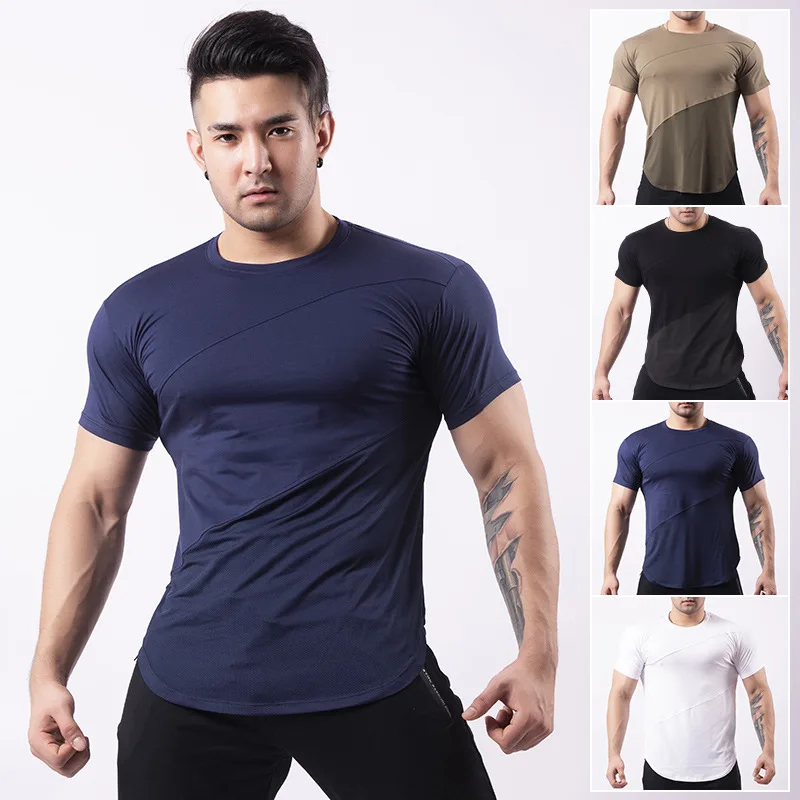 Short-sleeved fitness training clothes large size outdoor summer round neck large size quick-drying t-shirt
