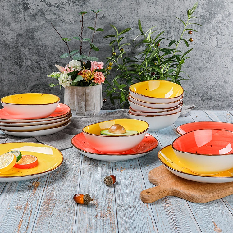 Wholesale Restaurant Banquet Hall Rustic Ceramic Dinner Set, Special Design Porcelain Hotel Custom Dinnerware