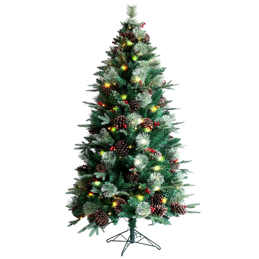 180 cm Pre-Lit Christmas Tree with Pinecone and mixed tips