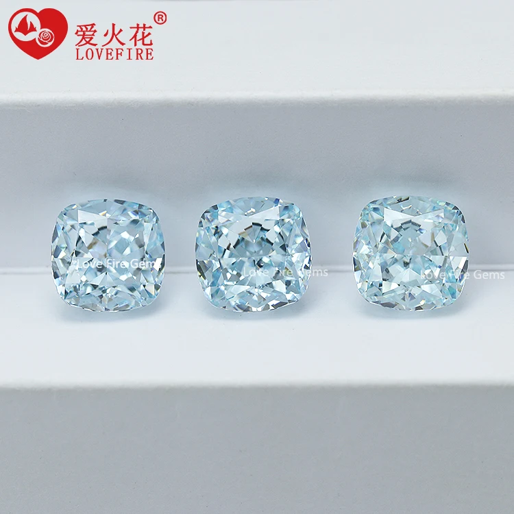 Ice flower cut cz stones 5A+ cushion crushed ice cut 4 colors cubic zirconia stones for jewelry making