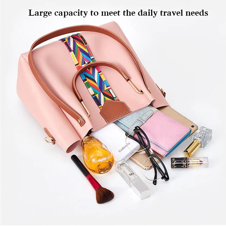 Hot Sale Cheap Price Lady Hand Bags RTS PU Leather Purses and Handbags bolsos de mujer sac a main Women Handbags 4 Pcs in 1 Set