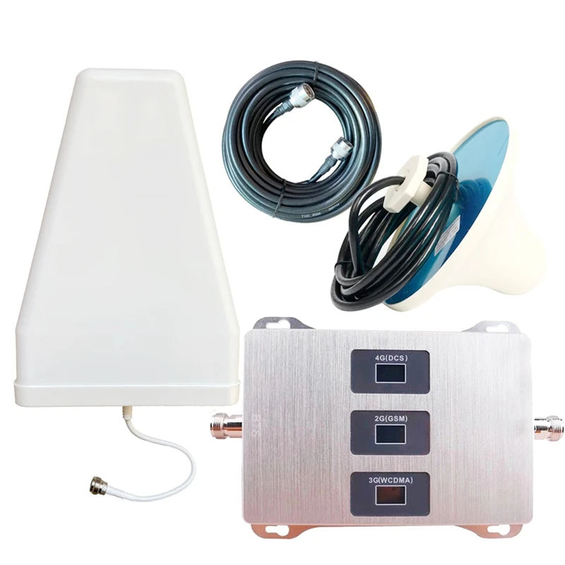 High Gian 900 1800 2100 Tri Bband Signal Booster 2g 3g 4g Mobile Repeater