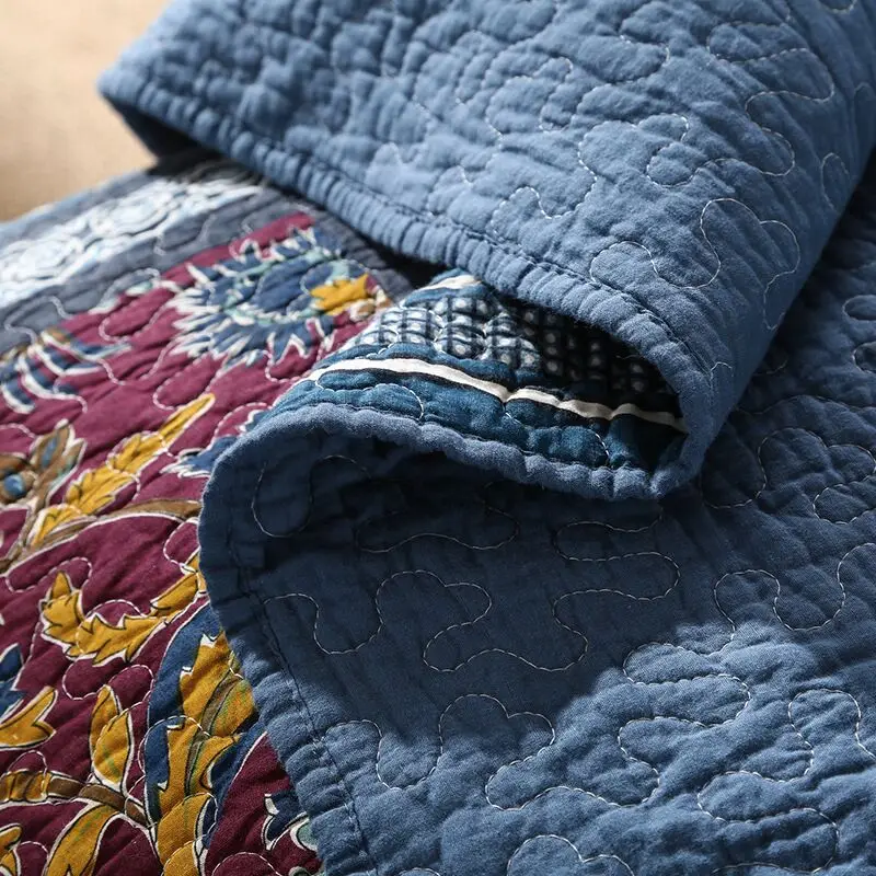 America Vintage New Simple Hand Patchwork Cotton Bedspread Pillowcase Set Super Cozy Coverlet Home Textile Bedding Blanket