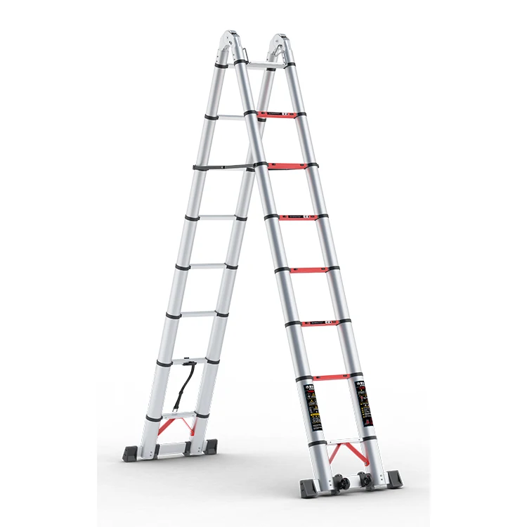 Aluminium Telescopic Ladder Red Multifunctional ladder Aluminum Stainless Steel Herringbone Ladder