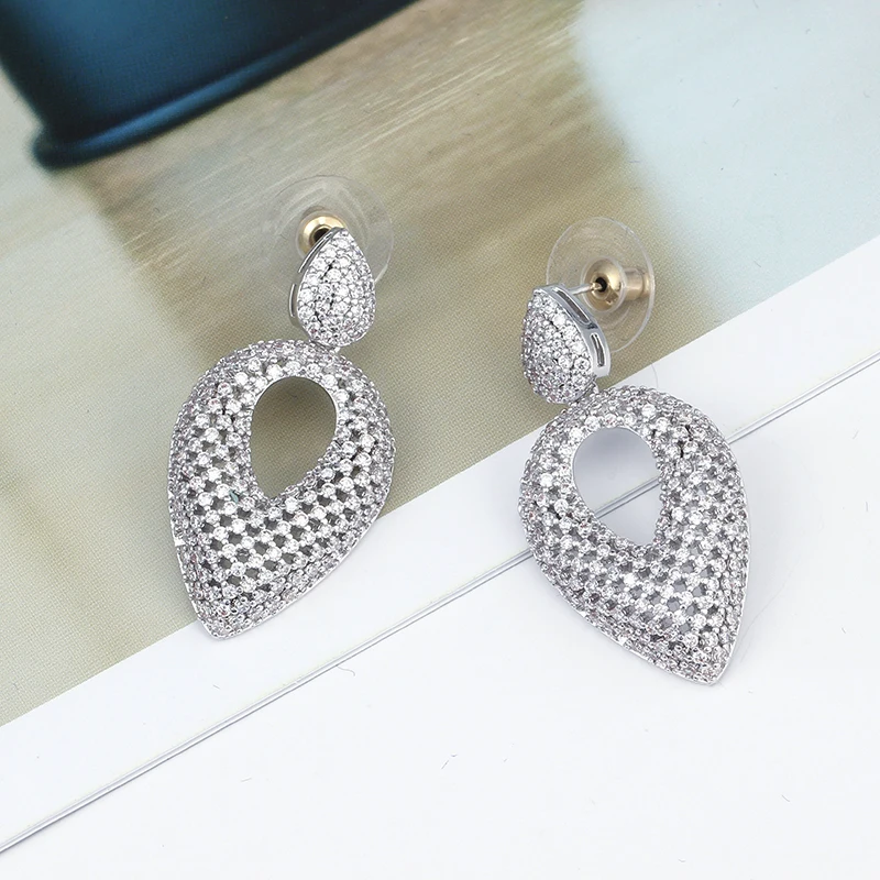 Peach Heart Earrings High Quality Glamour Drop Earrings