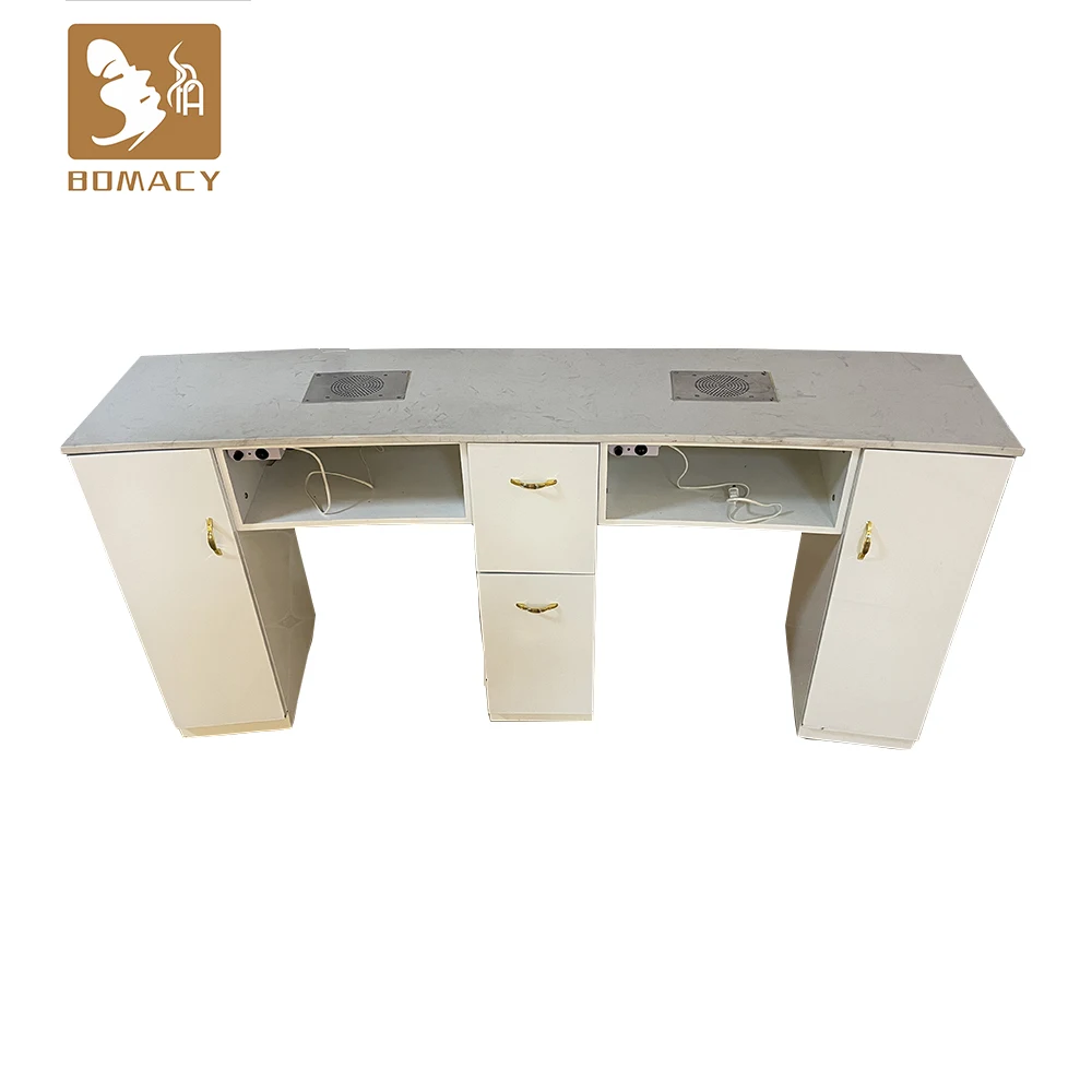 Station with fan bar portable furniture marble top chairs sets manicure saloon tech desk light luxury Nails Tables