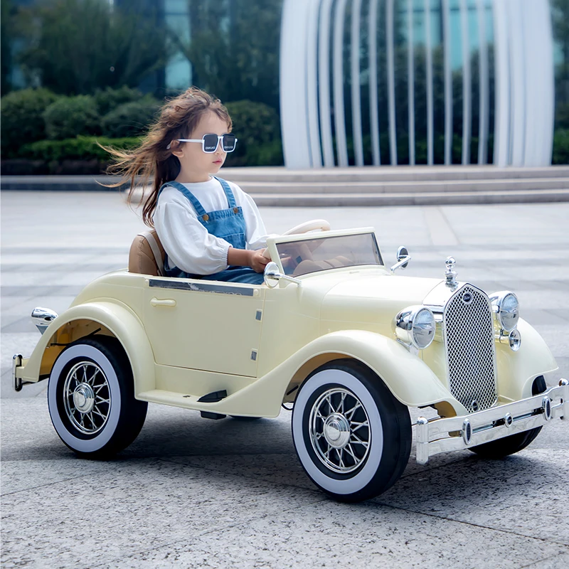 2023 New Model  Kids Vintage car Electric Car  Drive Double Door Cool 4 Wheel Design Electric Toy Car