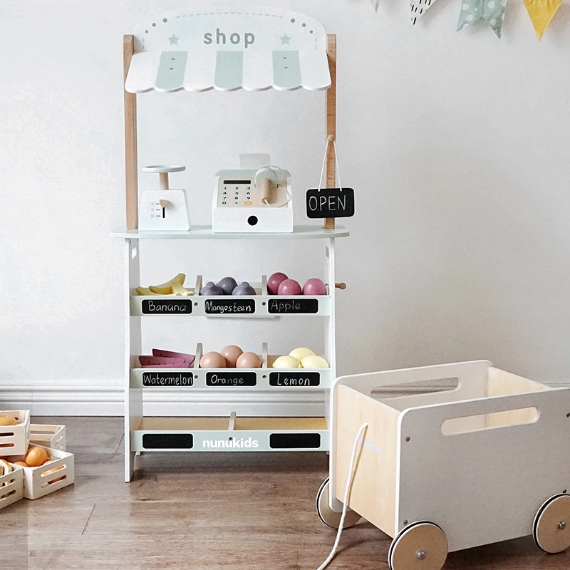 Play house toys Wooden fruit store children pretend to play with toy sets