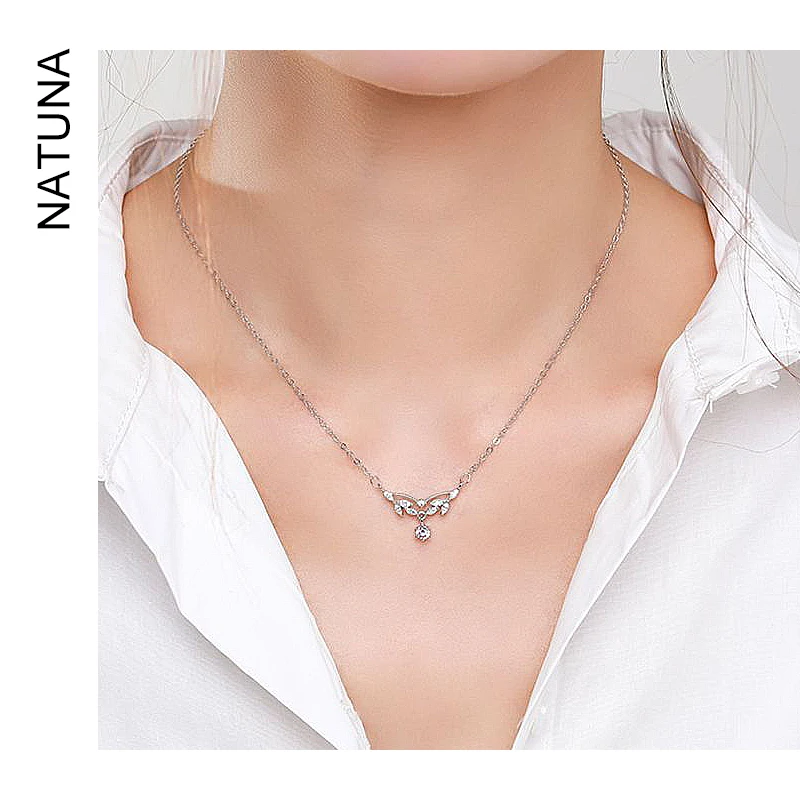 Water Drops Powder Zirconium Diamond Leaf Necklace S925 Sterling Silver Jewelry 2023 Fashion Jewelry Mother Day Pendant Necklace