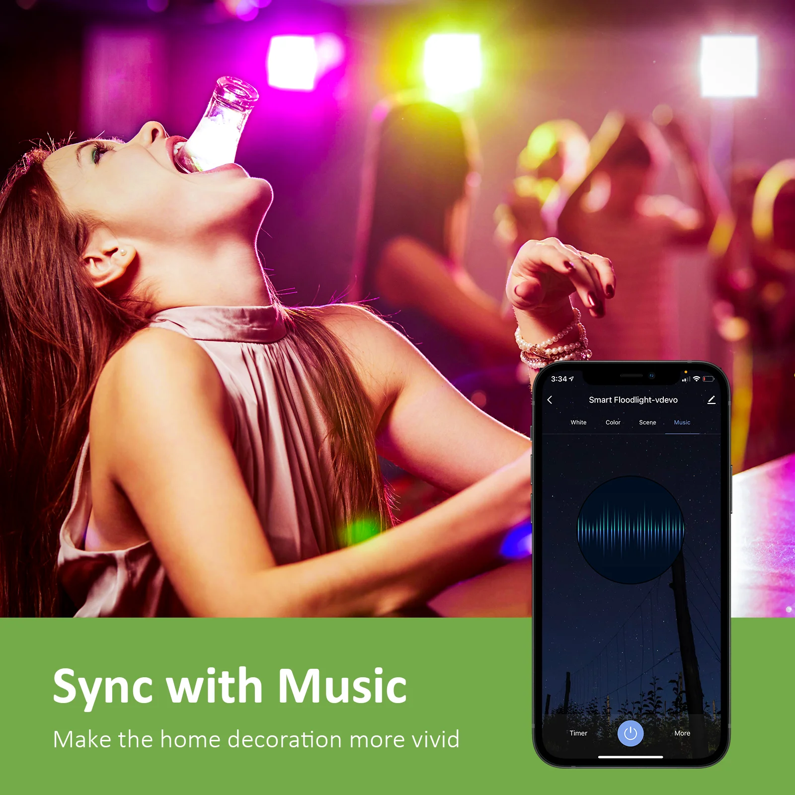 2 Pack 25W Waterproof BT Mesh Smart RGB LED Flood Lights App control CCT Adjustable Graphene Floodlight