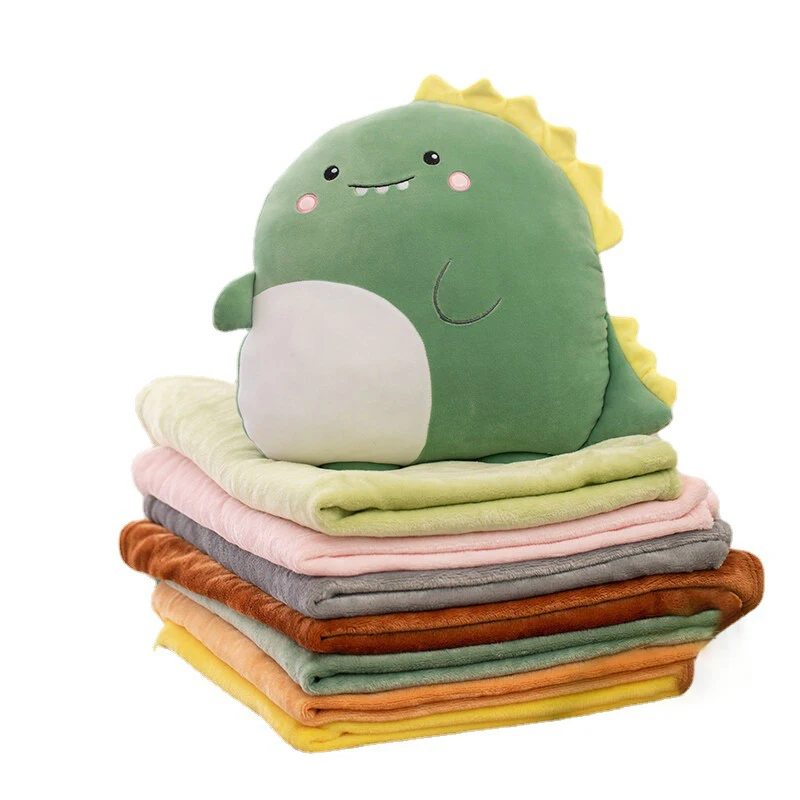 Multifunction 2IN1 Cartoon Animal Stuffed Plush Dolls Car Travel Blanket And Pillow Set Soft Foldable Sofa Pillow Blanket