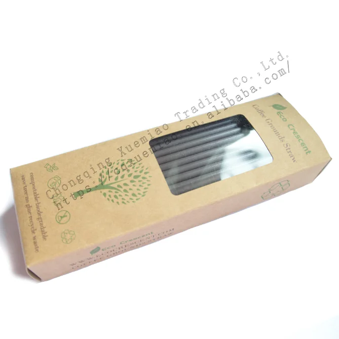 Eco Crescent sustainable compostable friendly biodegradable NO PLA coffee ground drinking straw