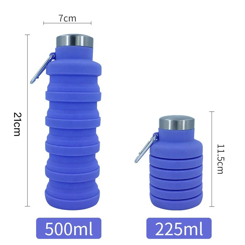 Hot selling Portable Outdoor Silicone Sports Collapsible Travel Folding Bottle Foldable Water Bottle for Hiking Camping