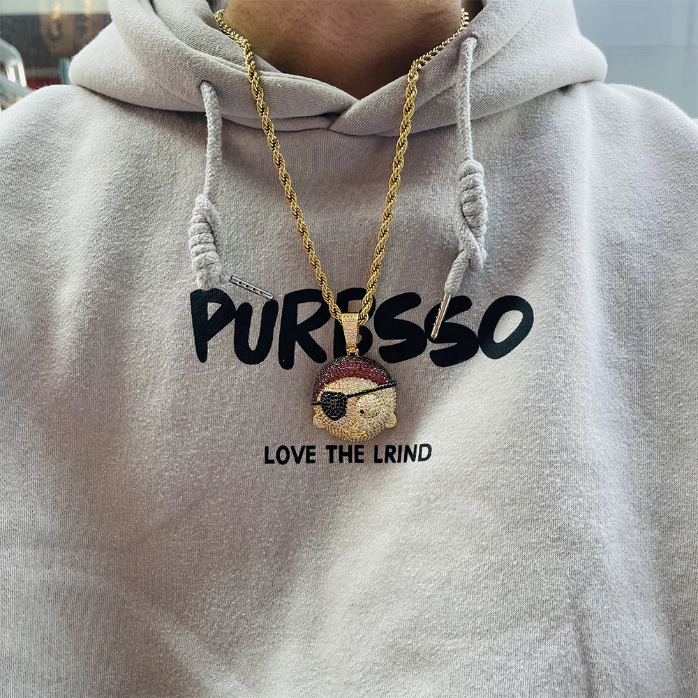 European and American necklaces Anime Rick And Morty Protagonist Morty head micro-encrusted zircon hip-hop accessories