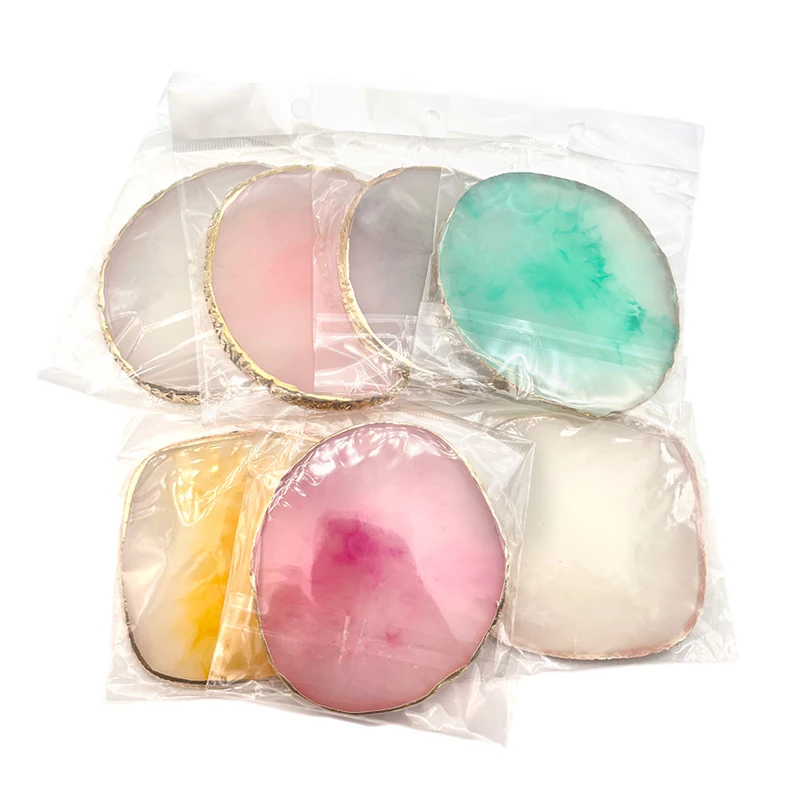 Supplier Crystal Tray Gold Round Plate Jade Natural Display Palette Nail Holder Art Stone Color Lash Polish Gel Resin Agate