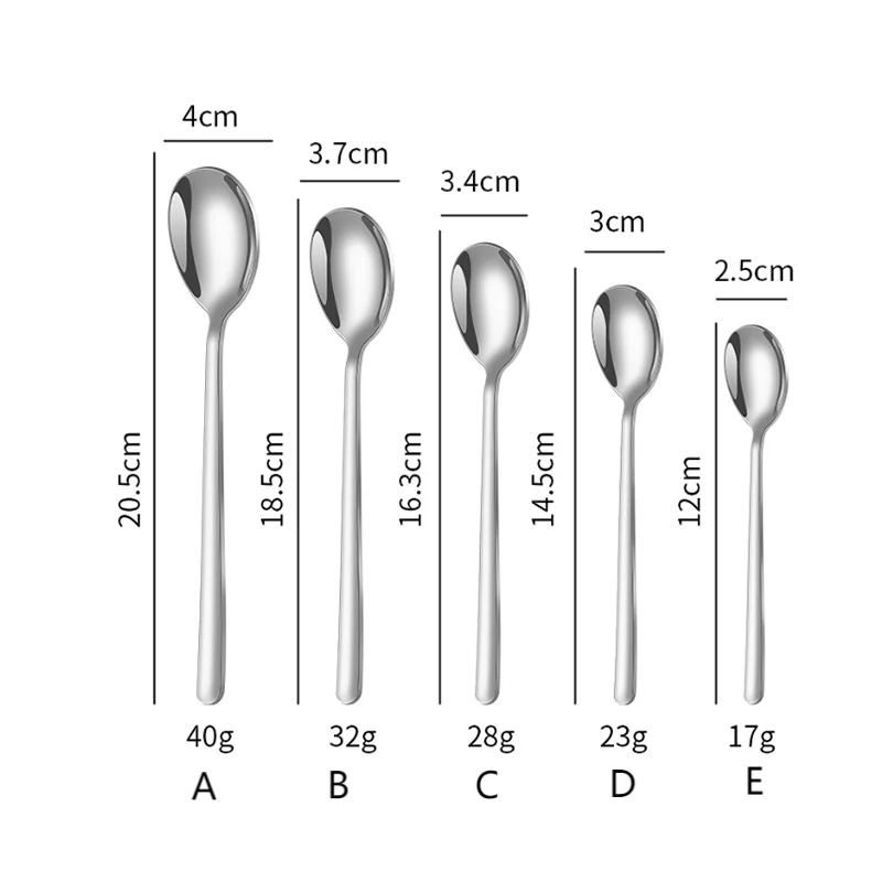Large Round Spoons Long Handle Tablespoon 304 Stainless Steel Soup Spoons