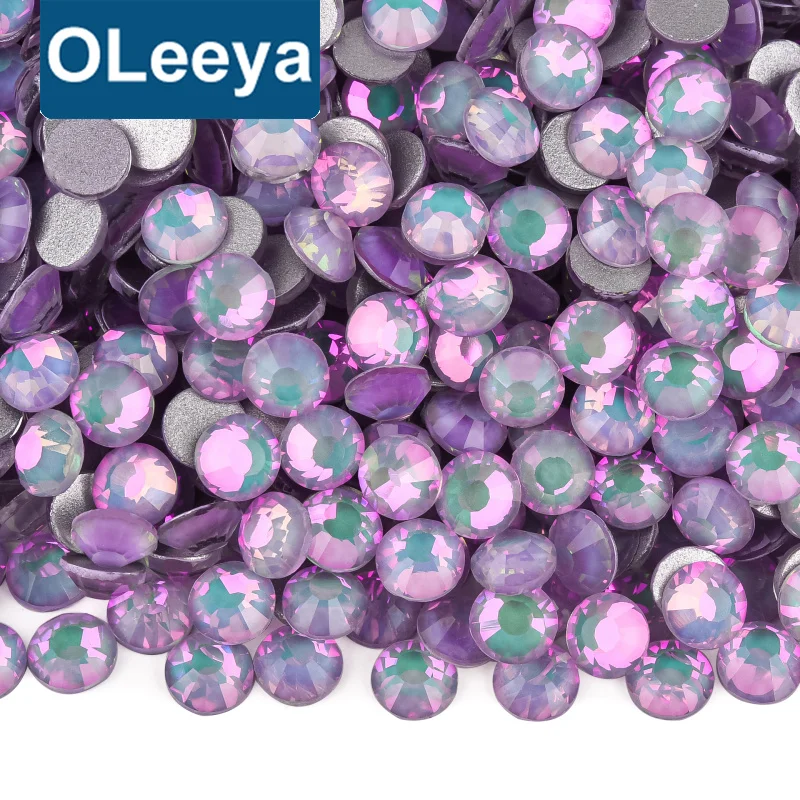 Oleeya Wholesale Rhinestones  Pinkish Opal Crystals SS6- SS30 Glass Flat back Non Hot fix Crystal For DIY Accessories Tumblers