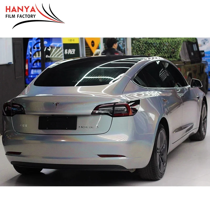 Glossy laser Silver White Rainbow Car Vinyl Wrap Laser Chrome Rainbow Color Car Wrapping Vinyl Wrap Car Body Decoration Film