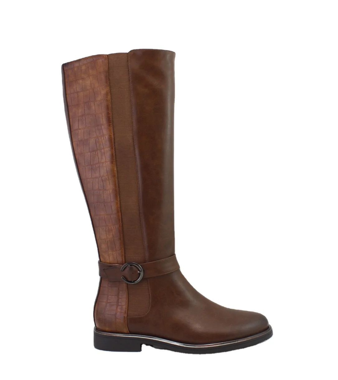 High Quality Flat Custom Women Shoes Thigh Knee Pu Leather Boots for Girls