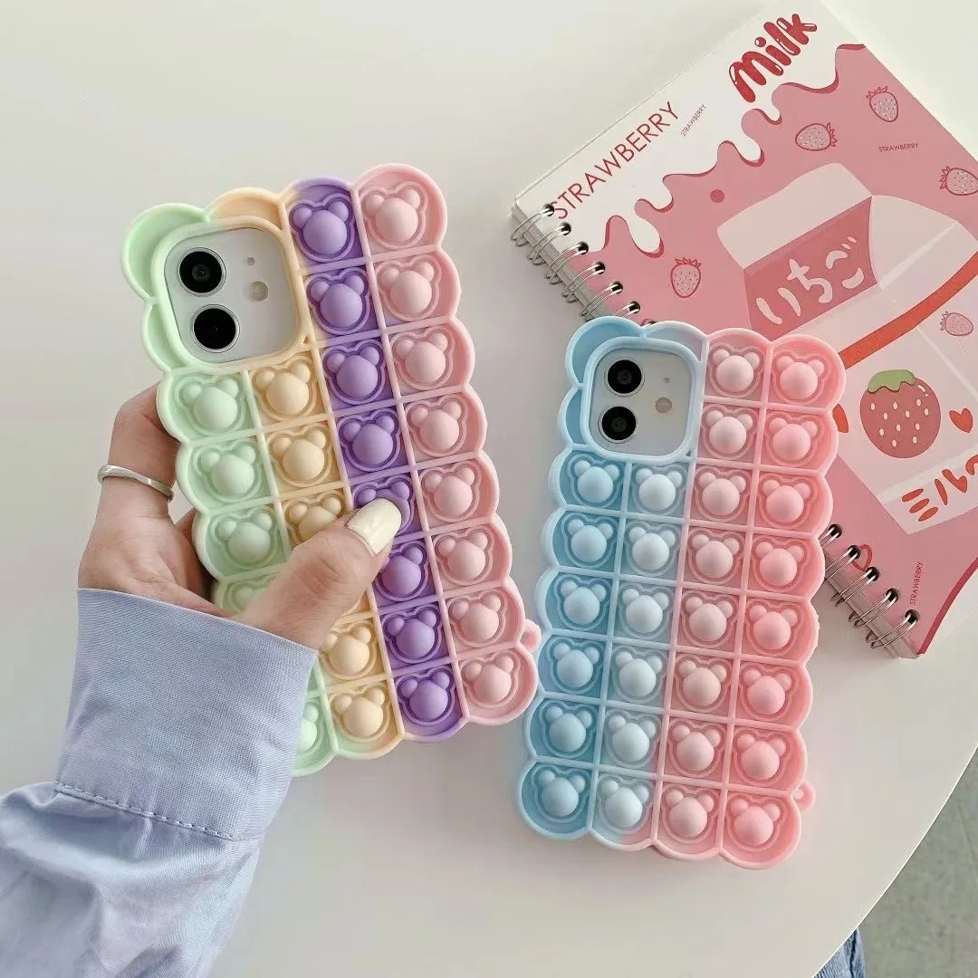 New Push Bubble Popper Phone Case for iPhone 12 Mini Pro Max Samsung Popper Fidget Toys Of Iphone Case for phone samsung privat