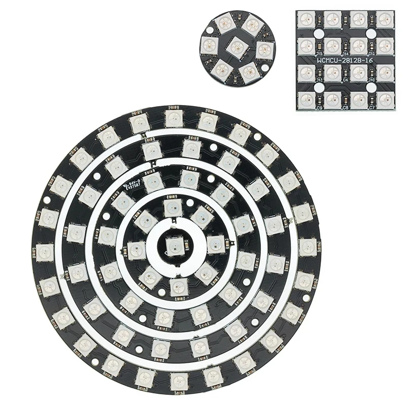 RGB LED Ring 1Bit 8Bit 12Bit 16Bit 24Bit WS2812 5050 RGB LED + Integrated Driver RGB LED Controller Module for Arduinos