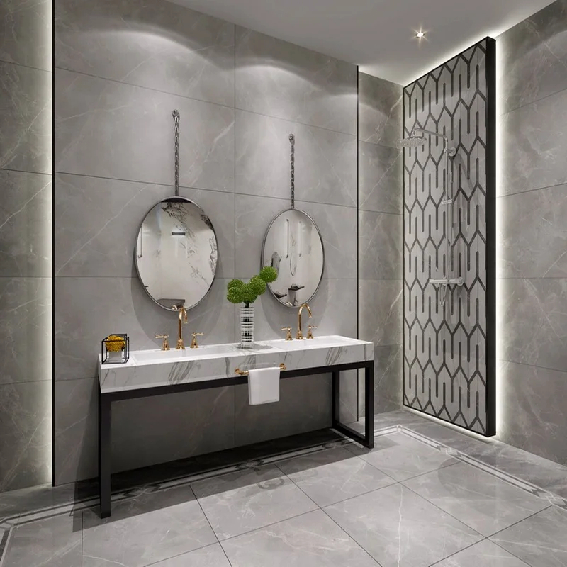 600x1200 мм серая мраморная полностью полированная глазурованная гостиная лобби напольная настенная