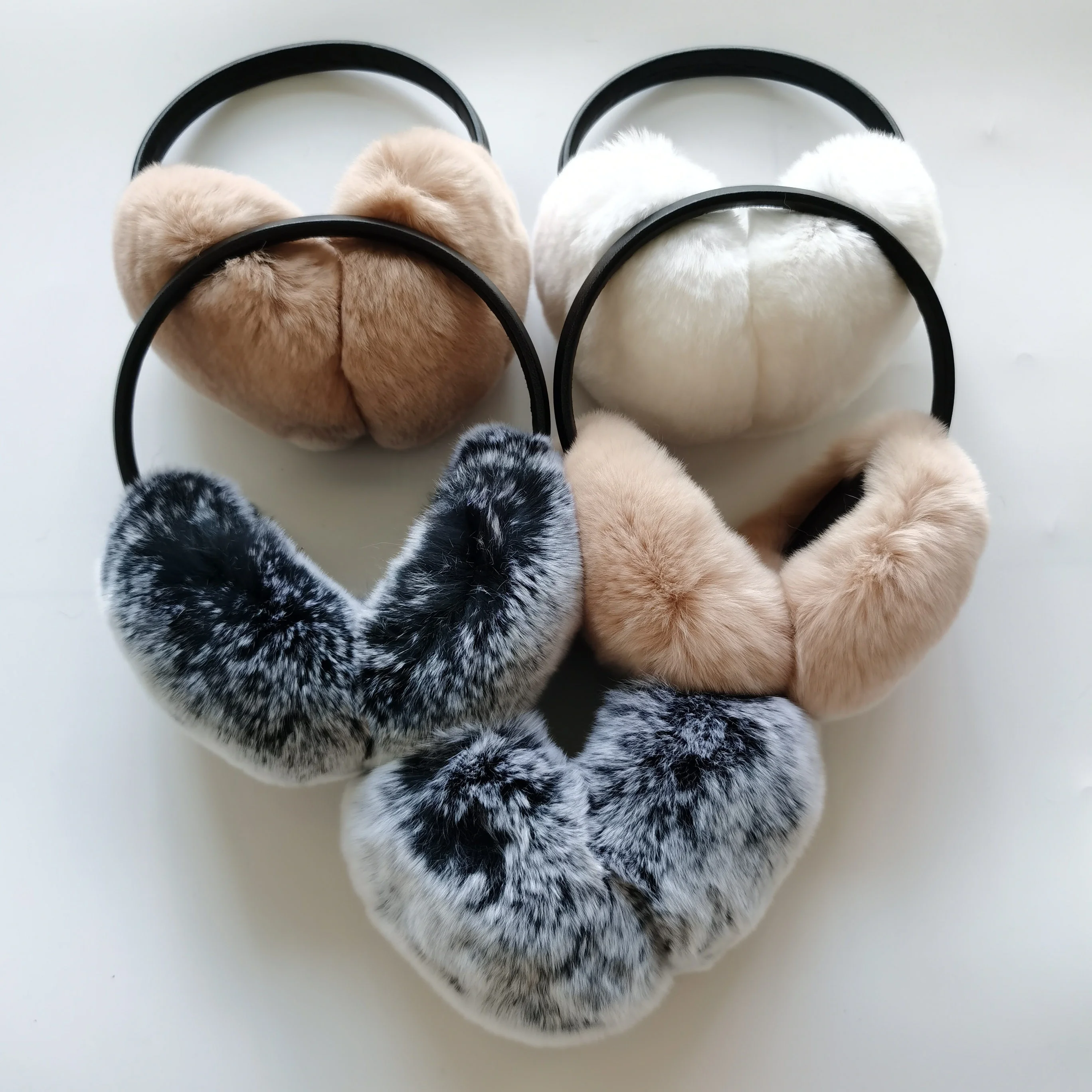 Wholesale Luxury Superior Quality Fancy Real Rex Rabbit Fur Ear Muffle Cover Winter Warm Fashion Earmuff