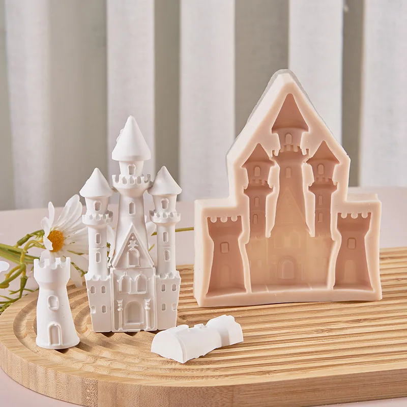 Silicone Fondant Castle Mold Castle Construction Cookie Mold diy Fondant Chocolate Cake Mold