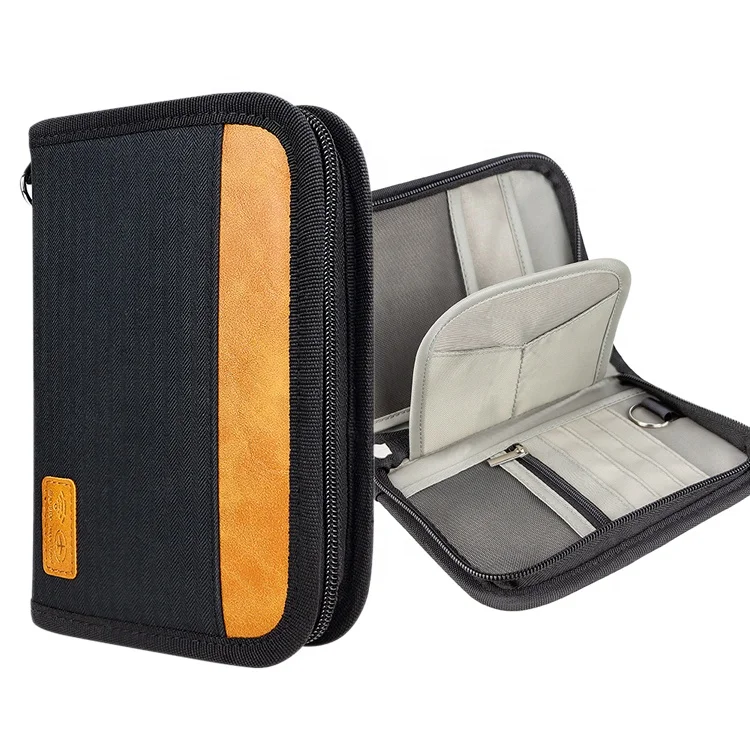 travel document organizer portable family passport holder waterproof bag rfid short zipper travel wallet for women and men
