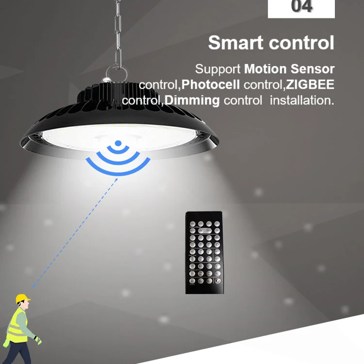 hot selling professional lighting calculator Customized Smart Sensors 100w 150w 200w ufo led high bay light led garage light