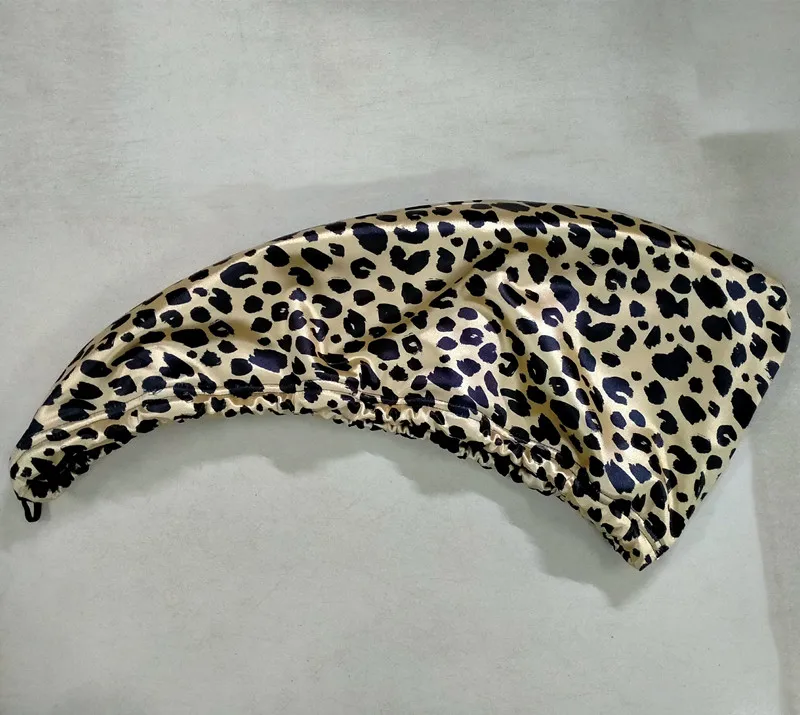 Microfiber Polyester Double Layer Hair Dry Towel Silk Satin Hair Turban Wrap Towel