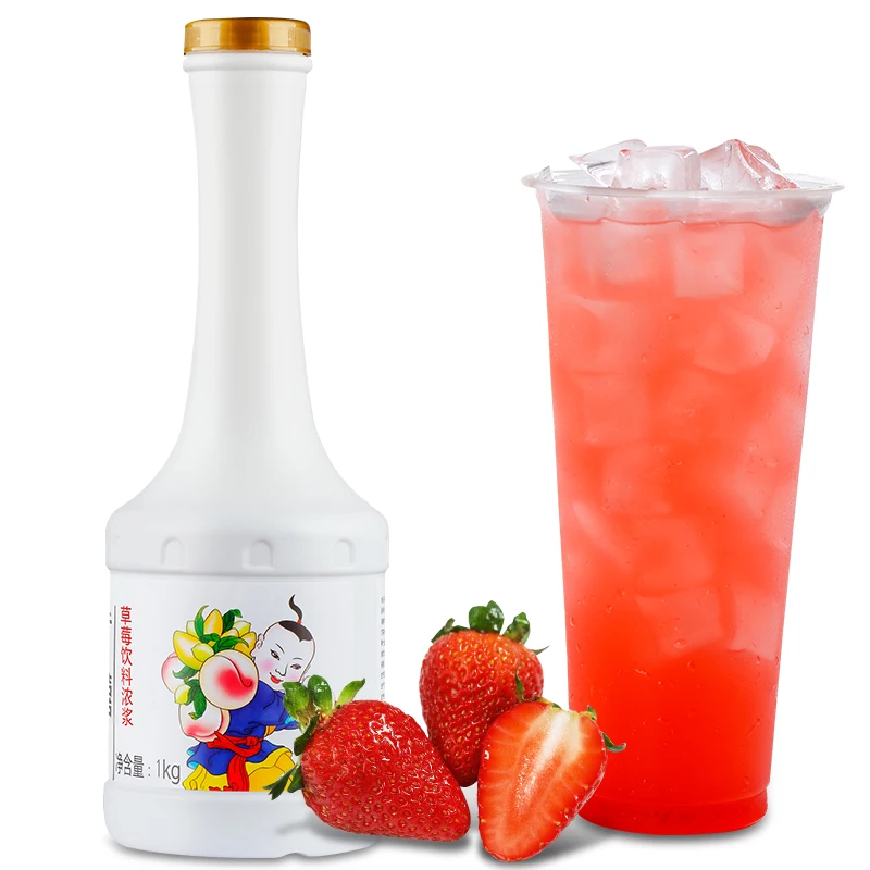 1kg Double Happiness Strawberry Fruit Juice Concentrate for Drinks or Smoothie