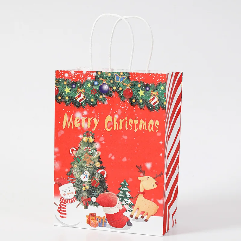 Kraft Paper Christmas Gift Bags New Year Christmas Decoration Holiday Party Children Candy Cookie Packaging Bag